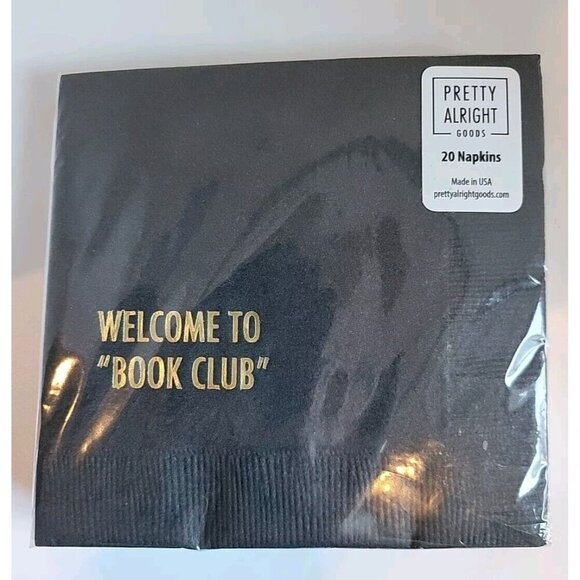 Pretty Alright Goods Welcome To "Book Club" Cocktail Napkin 20 Napkins Black USA - Picture 2 of 5